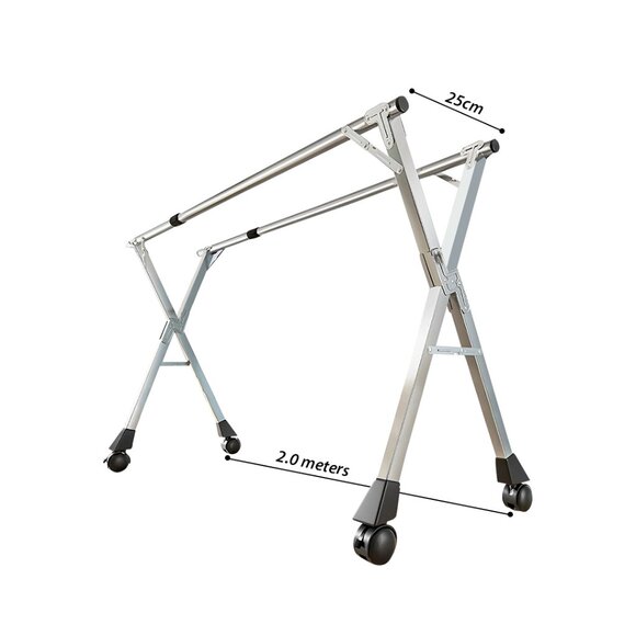 SOGA 2.0m Portable Standing Clothes Drying Rack with Wheels - Picture 5 of 10